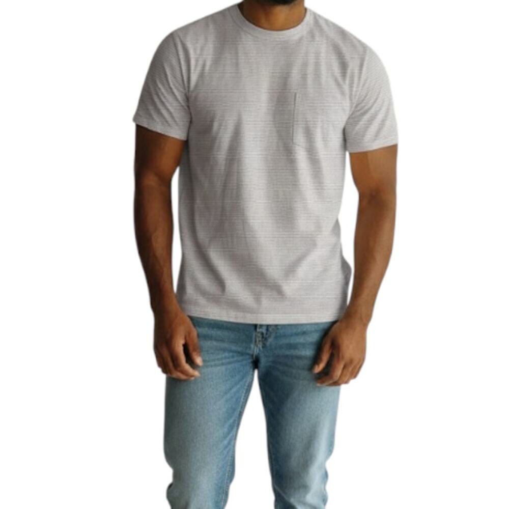 VUORI Linear Tech Knit Tee Fog Men XXL Striped Performance Casual Travel Outdoor
